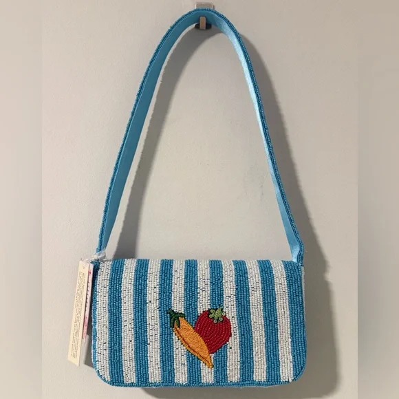 Striped Vegetable Beaded Bag - Picture 5 of 6